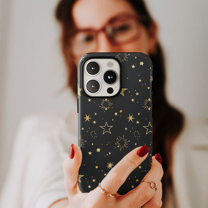 Double-Layer Semi-Handprinted Tough Matte Star iPhone Case