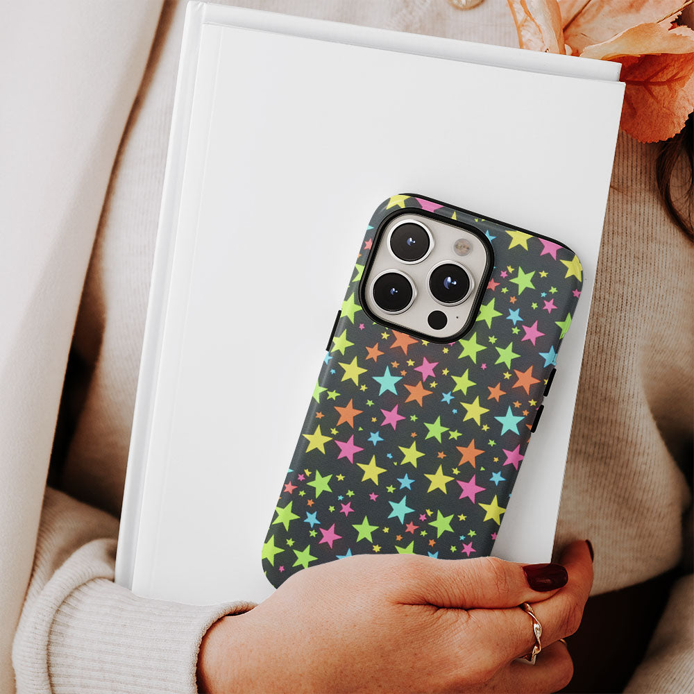Double-Layer Semi-Handprinted Tough Matte Star iPhone Case