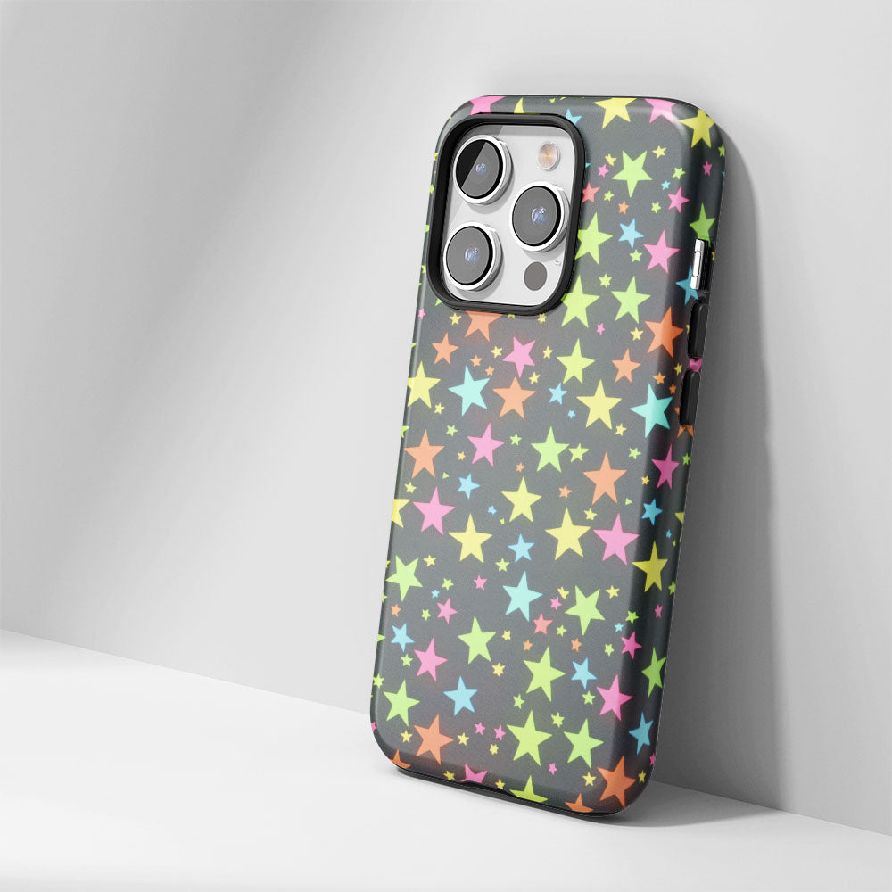 Double-Layer Semi-Handprinted Tough Matte Star iPhone Case