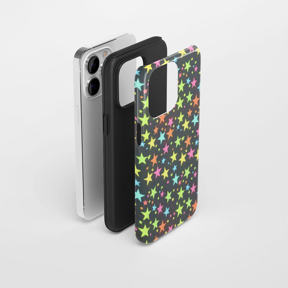 Double-Layer Semi-Handprinted Tough Matte Star iPhone Case