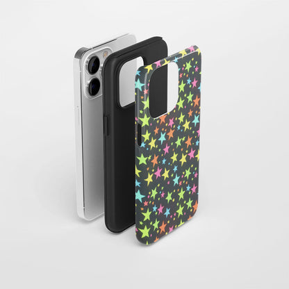 Double-Layer Semi-Handprinted Tough Matte Star iPhone Case