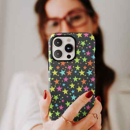 Double-Layer Semi-Handprinted Tough Matte Star iPhone Case