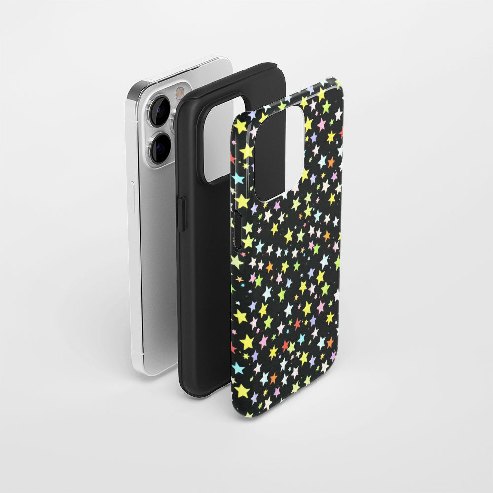 Double-Layer Semi-Handprinted Tough Matte Star iPhone Case