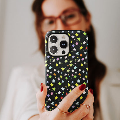 Double-Layer Semi-Handprinted Tough Matte Star iPhone Case