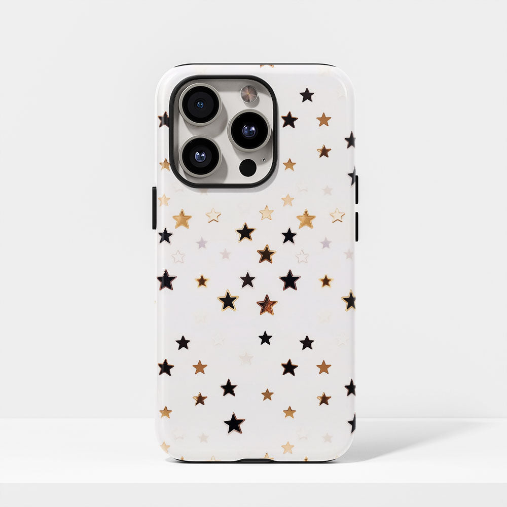 Double-Layer Semi-Handprinted Tough Matte Star iPhone Case