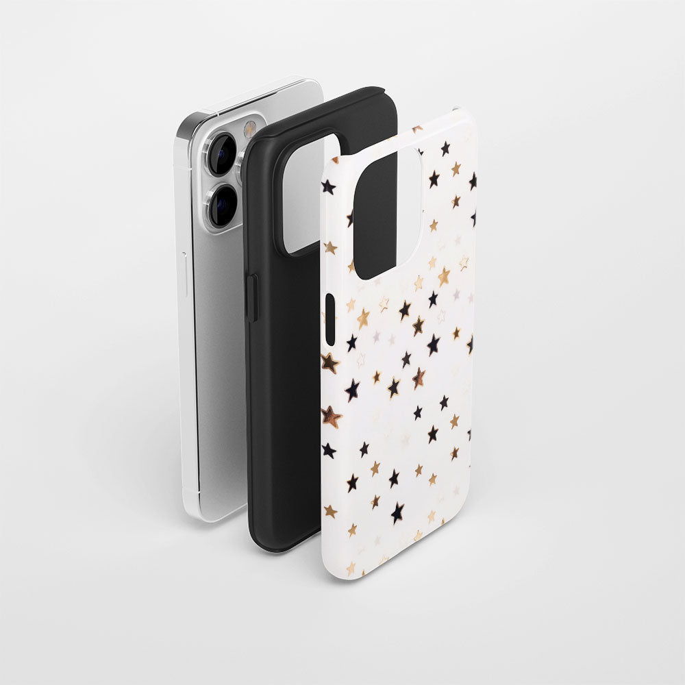 Double-Layer Semi-Handprinted Tough Matte Star iPhone Case