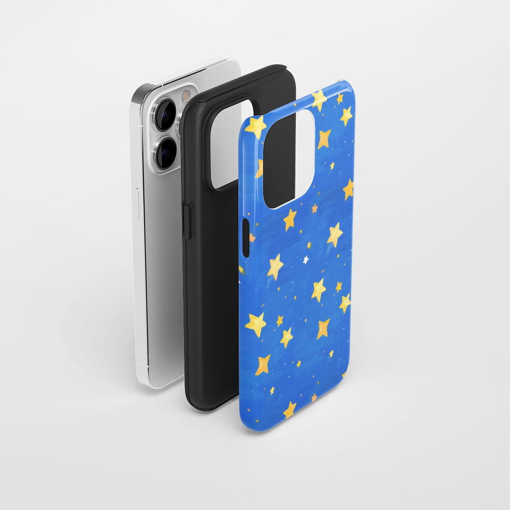 Double-Layer Semi-Handprinted Tough Matte Star iPhone Case