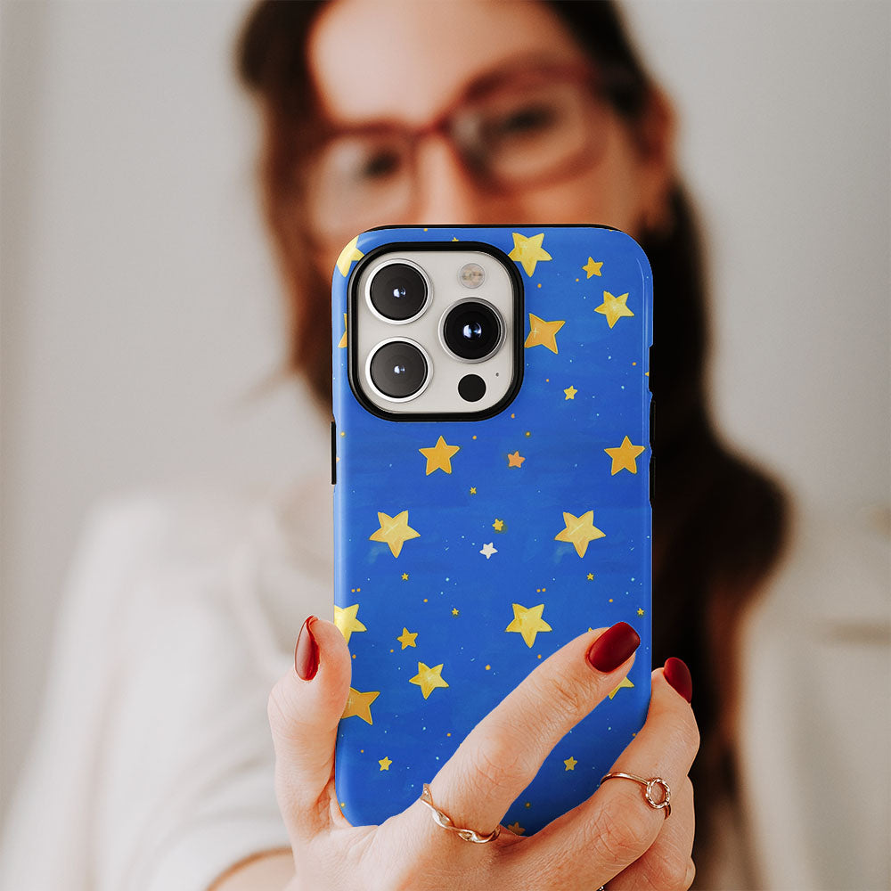 Double-Layer Semi-Handprinted Tough Matte Star iPhone Case