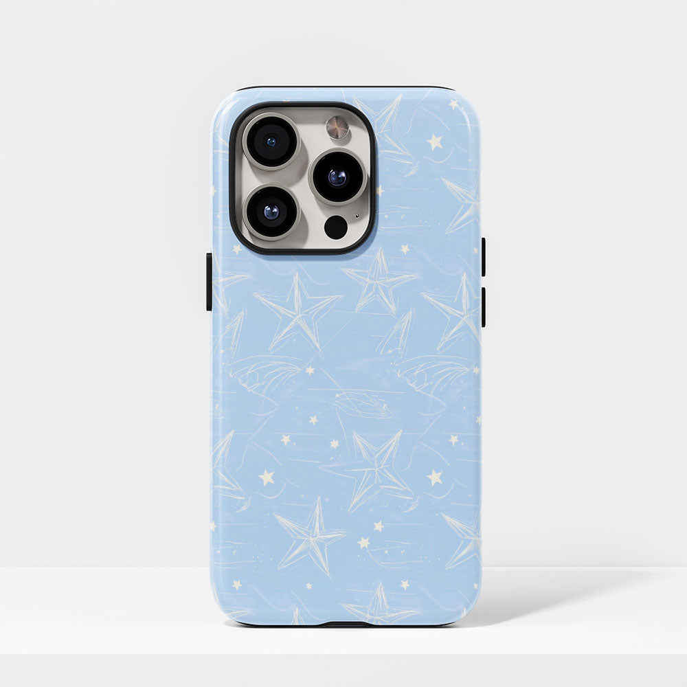 Double-Layer Semi-Handprinted Tough Matte Star iPhone Case