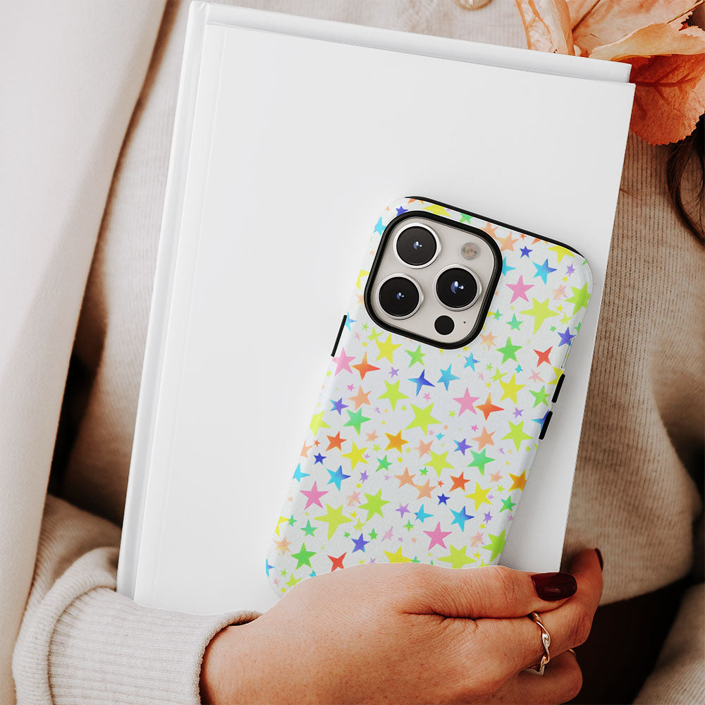 Double-Layer Semi-Handprinted Tough Matte Star iPhone Case