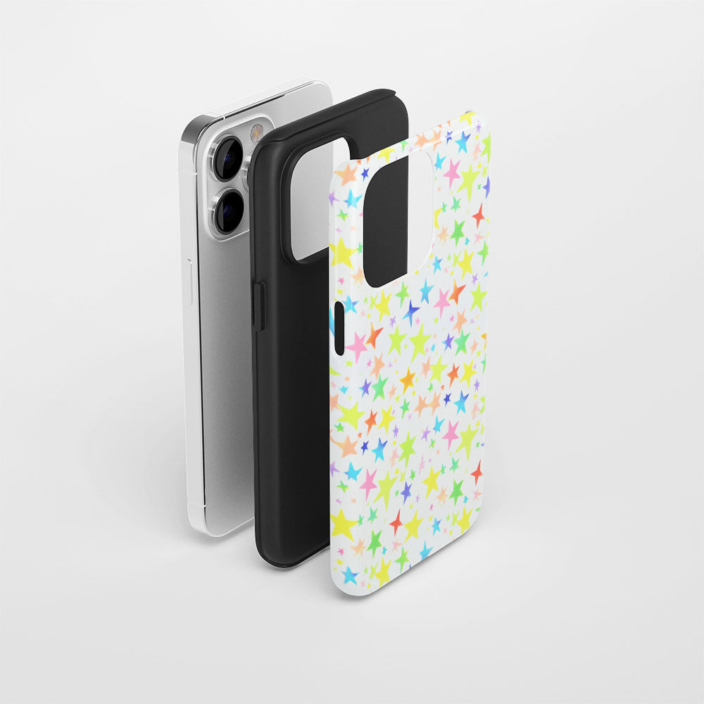 Double-Layer Semi-Handprinted Tough Matte Star iPhone Case