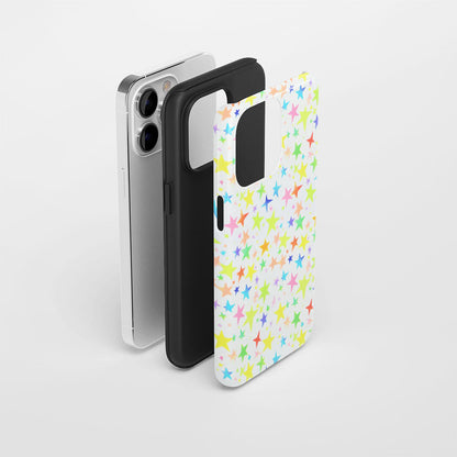 Double-Layer Semi-Handprinted Tough Matte Star iPhone Case