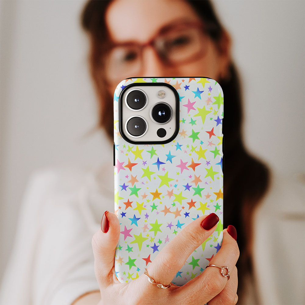 Double-Layer Semi-Handprinted Tough Matte Star iPhone Case