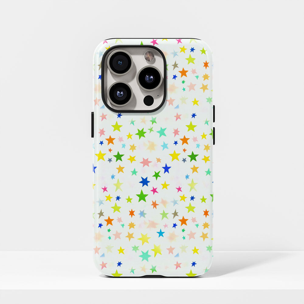 Double-Layer Semi-Handprinted Tough Matte Star iPhone Case