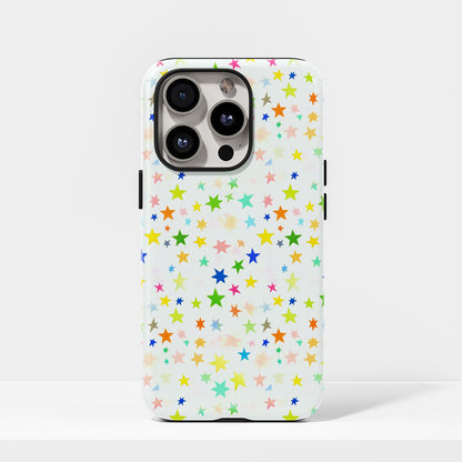 Double-Layer Semi-Handprinted Tough Matte Star iPhone Case