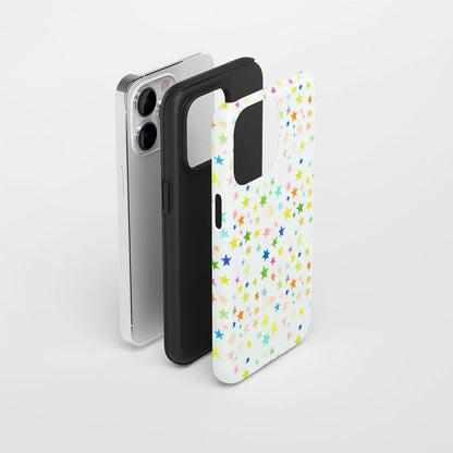 Double-Layer Semi-Handprinted Tough Matte Star iPhone Case