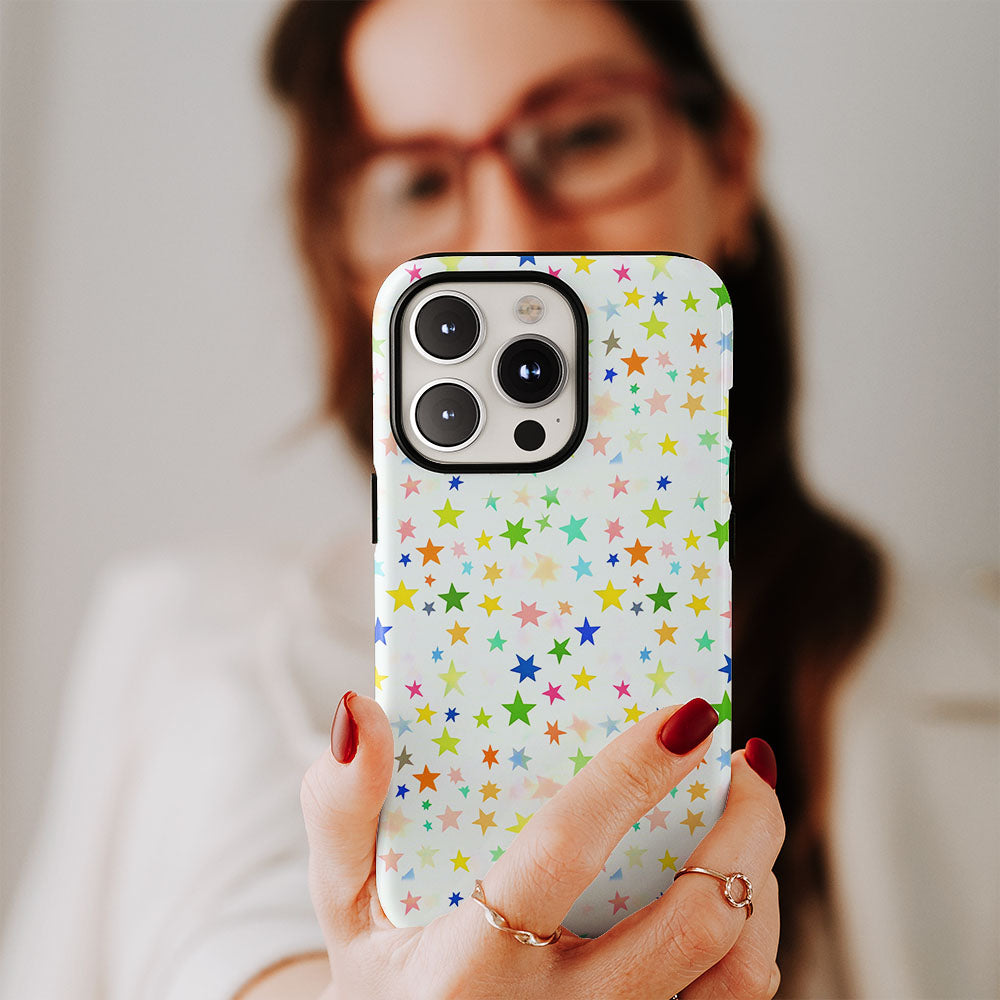 Double-Layer Semi-Handprinted Tough Matte Star iPhone Case