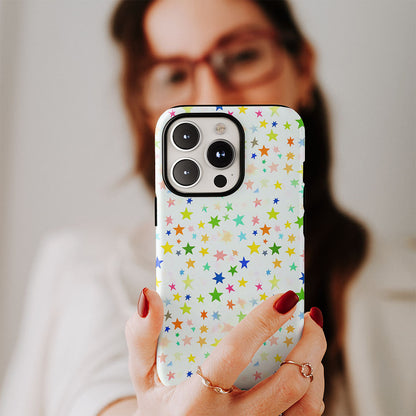 Double-Layer Semi-Handprinted Tough Matte Star iPhone Case